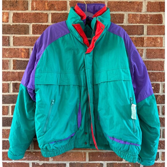 Vintage Expeditions 90s Teal Purple Red Ski Jacket – Size XL - Picture 1 of 15